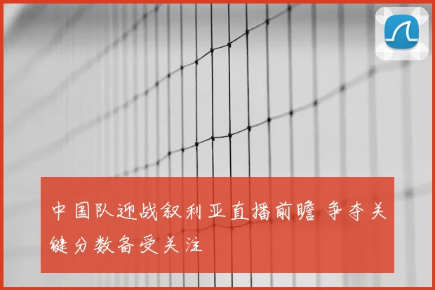中国队迎战叙利亚直播前瞻 争夺关键分数备受关注